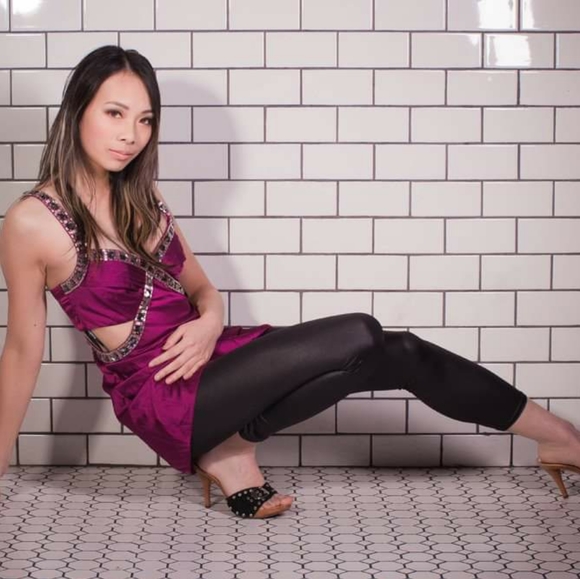 Bebe Gem embellished Satin purple top XS - Picture 6 of 6